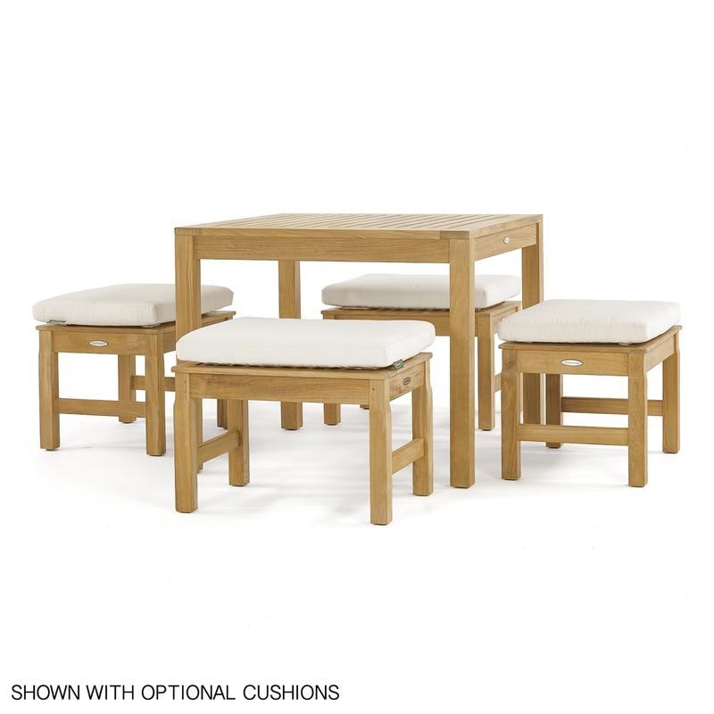 alt="70520 Brunswick 5 piece Cafe Set side view with optional canvas color cushions on white background"