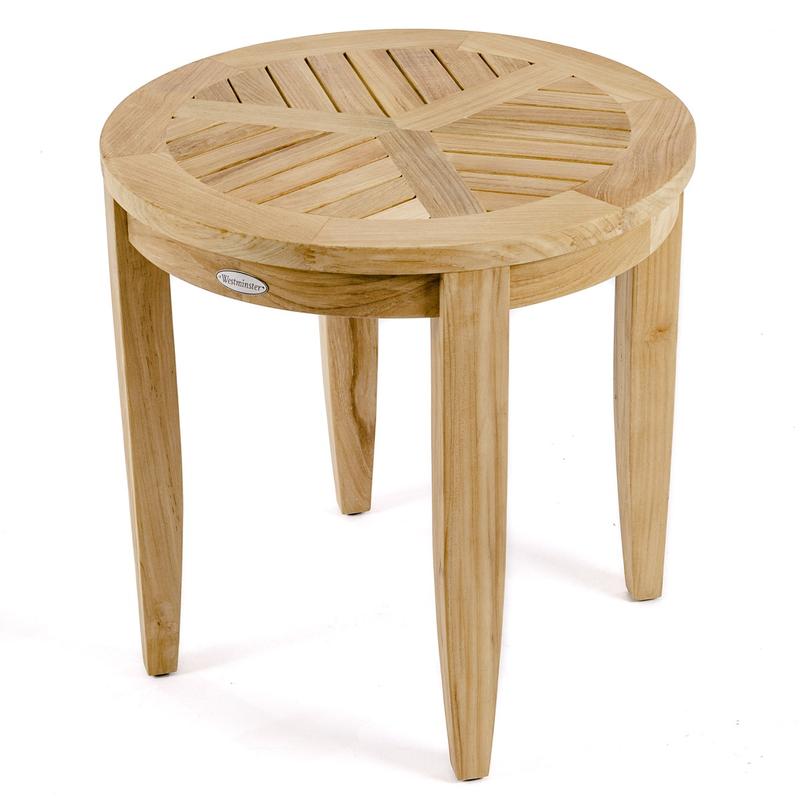 alt="14140 Laguna Teak Side Table in angled top view on white background"