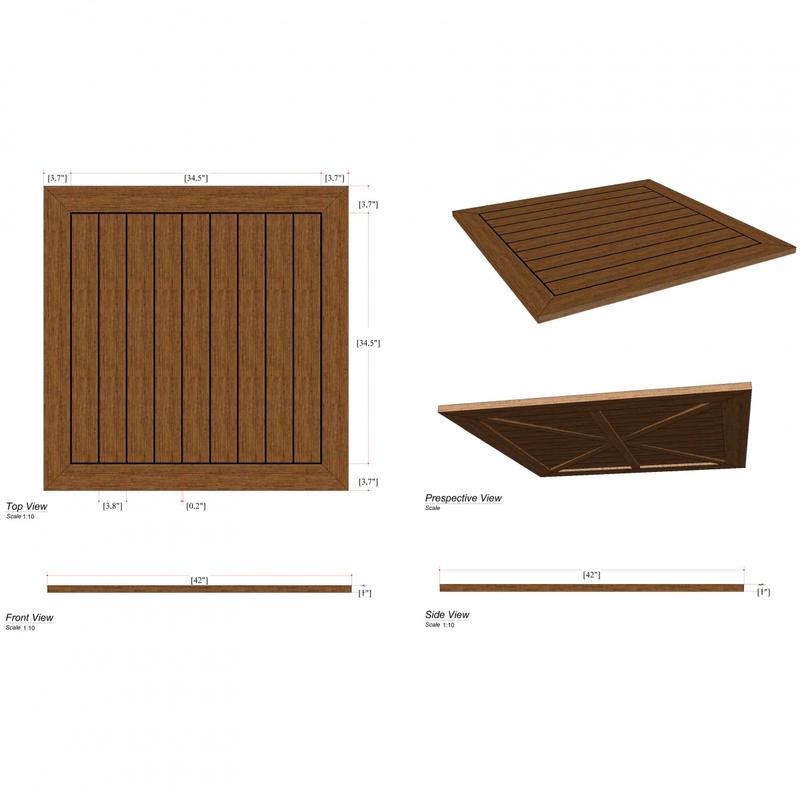 alt="15764 Vogue 42 inch square table top autocad on white background"