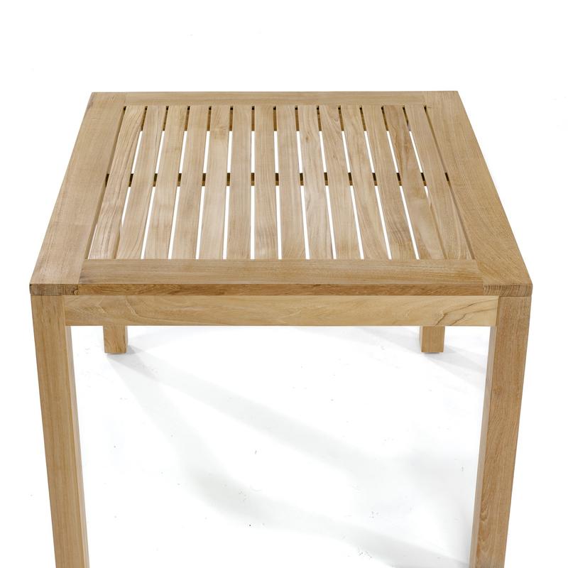 alt="15005 Teak Square table angled overhead view on white background"