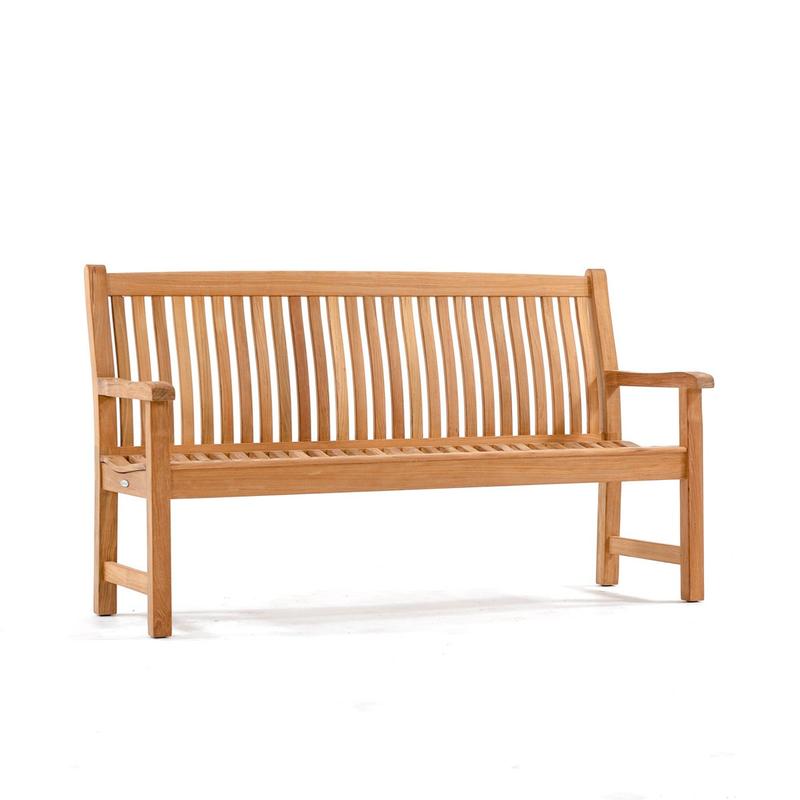 alt="13618 Veranda Teak 5 foot long Bench angled view on white background"
