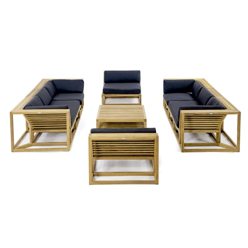 alt="70753 Maya 7 pc Twin Sofa Set with cushions side view on white background"