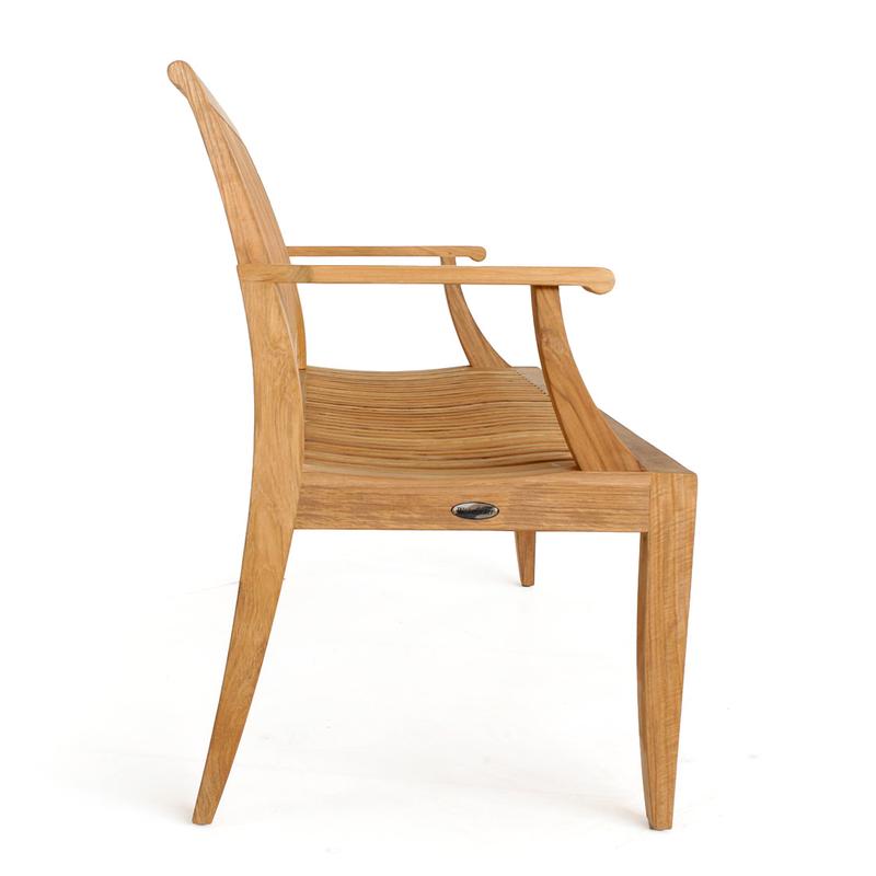 alt="13811ph Laguna teak 6 foot long bench right side view on white background"
