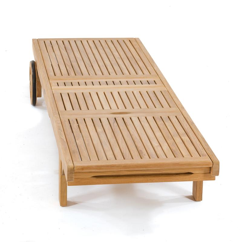 alt="70510 Somerset teak chaise frame angled end view showing back rest and knee area flat on white background"