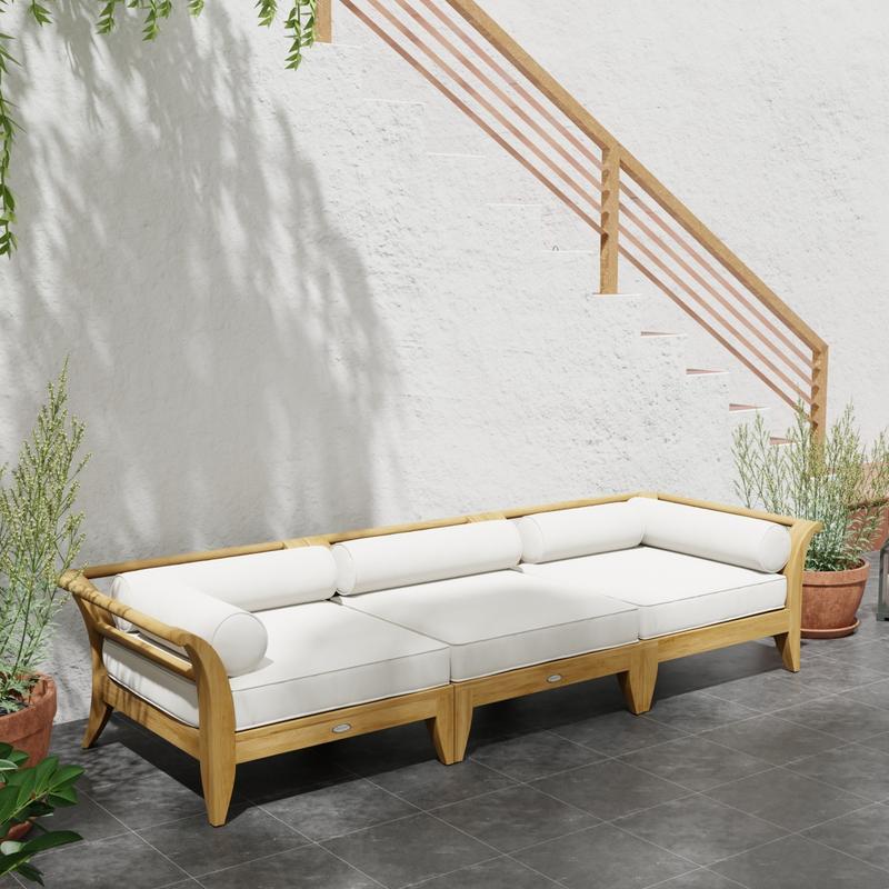 alt="70102 Aman Dais 3 pc Sofa Set of 2 Aman Dais Corner Sectional and End Sectional angled against a staircase of house next to a potted plant"