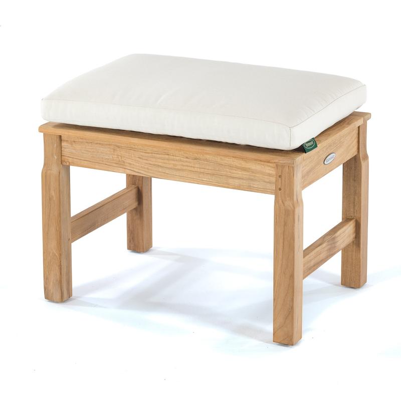 alt="78603 Backless Seat Cushion on Teak Backless Seat angled side view on white background "