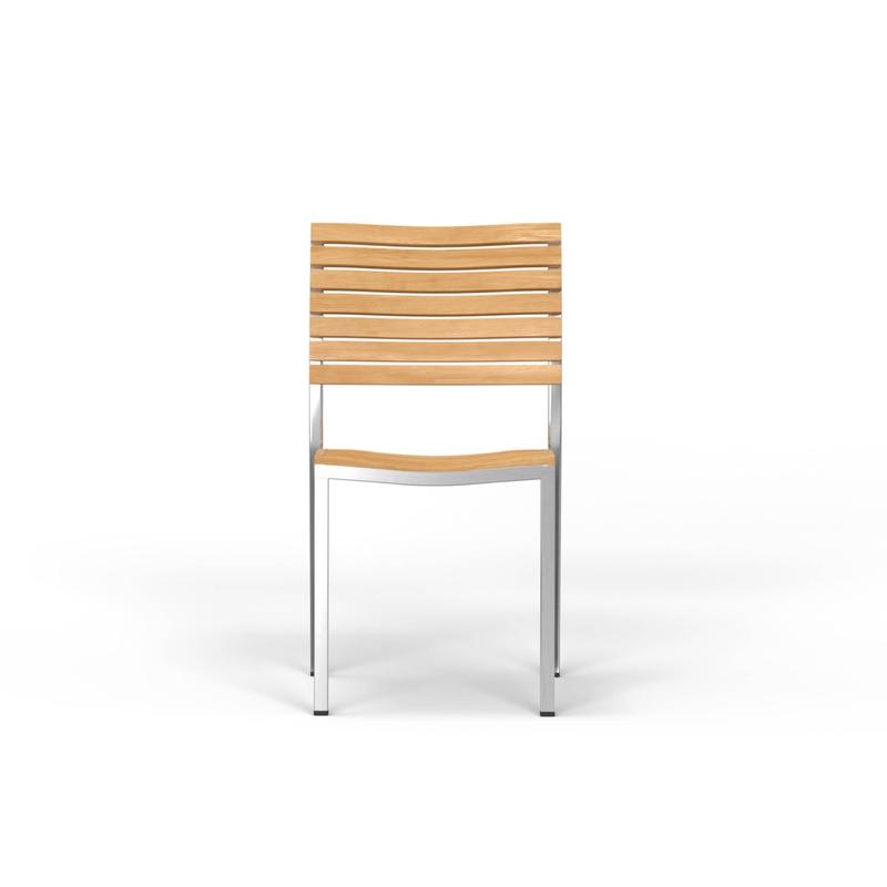 alt="Vogue Teak & Stainless Steel Side Chair - Picture D"