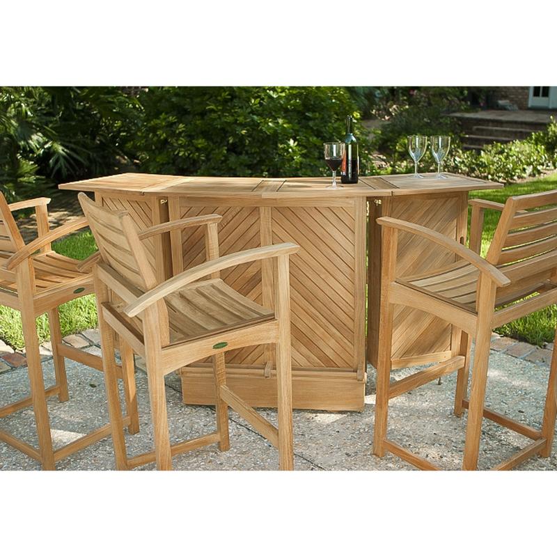 alt="5 pc Somerset Teak High Bar and Stool Set - Picture K"
